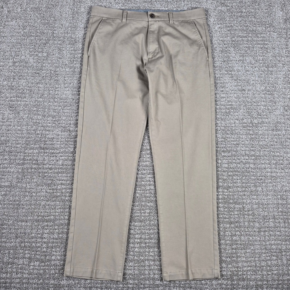 J Ferrar Chino Pants Mens 33x28 Khaki Slim Fit Luxury Comfort Stretch Flat Front